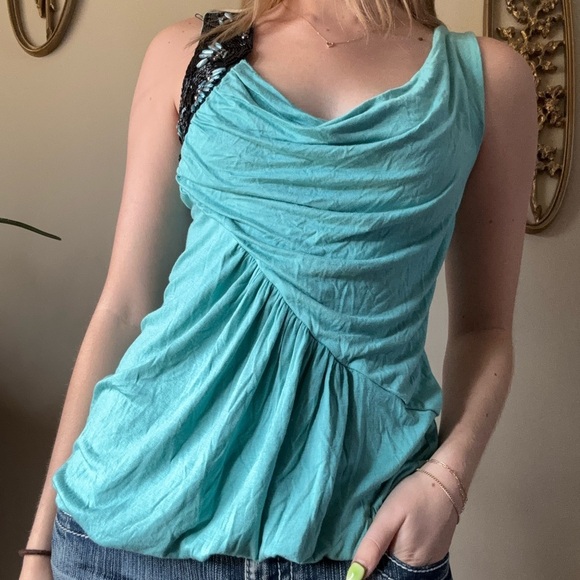 Y2K Deadstock Daytrip Teal and Black Black Beaded Top - Picture 7 of 9